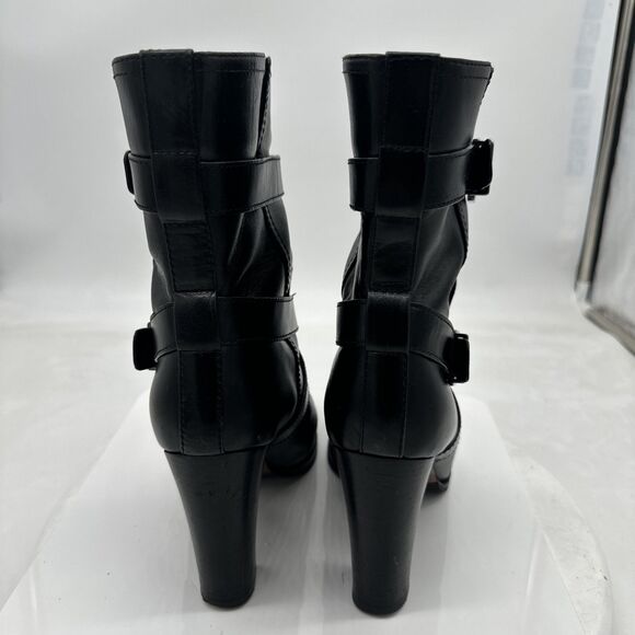 Pour La Victoire Women’s Black Leather Roslin Mid-Calf Buckle Boots Size 8M - Picture 2 of 8
